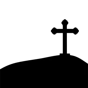 Black Cross Silhouette on Hill