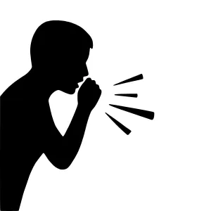 Silhouette Man Coughing - Vector Illustration