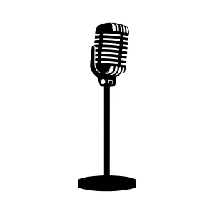 Vintage Microphone Icon - Black Silhouette