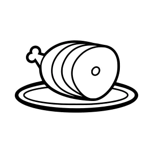 Roasted Turkey Illustration - Black & White Line Art