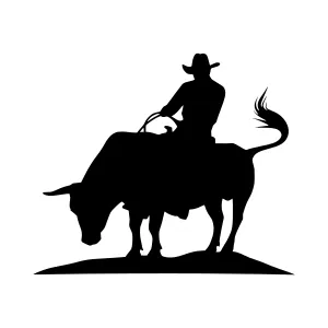 Silhouette Rodeo Rider Bull
