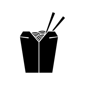Chinese Takeout Box Icon - Black Silhouette