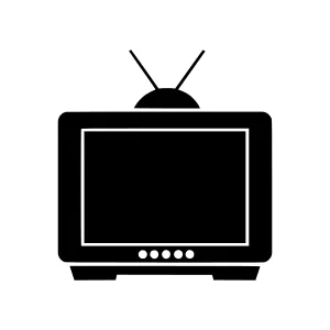 Black Television Icon - Simple Flat Design