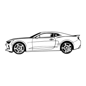 Black & White Car Illustration - Chevrolet Camaro