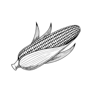 Vintage Corn Cob Illustration - Hand Drawn Style