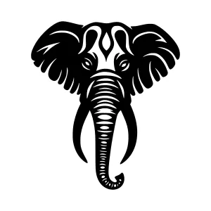 Black Elephant Head Silhouette Vector Graphic