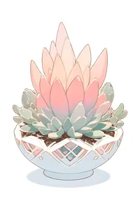 Pink Succulent in Geometric Planter - Illustration