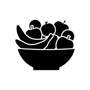 Black & White Fruit Bowl Silhouette