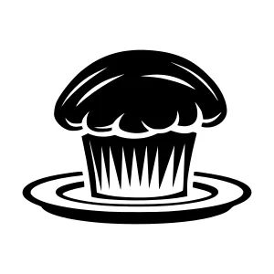 Black & White Cupcake Icon - Vector Illustration