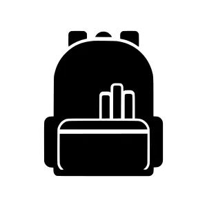 Black Backpack Icon - Simple Vector Illustration
