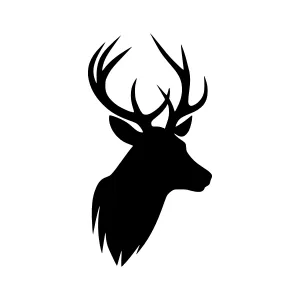 Black Silhouette Deer Head - Minimalist Vector