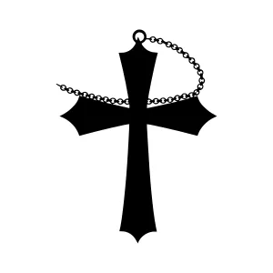 Black Cross Necklace Icon - Vector Illustration
