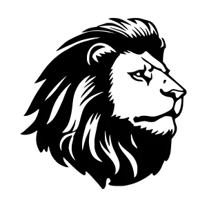 Black & White Lion Head Silhouette