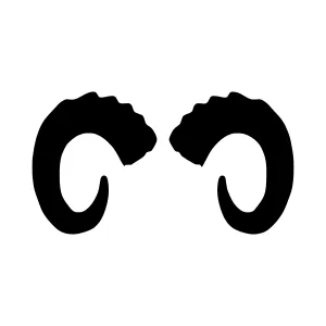 Ram Horns Silhouette Black on White