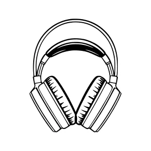 Black Headphones Line Art Icon