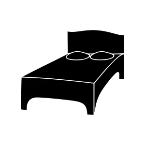 Simple Bed Icon - Black Silhouette