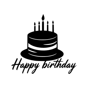 Black Birthday Cake Silhouette with Text