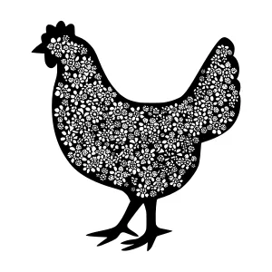 Floral Chicken Silhouette Vector Illustration