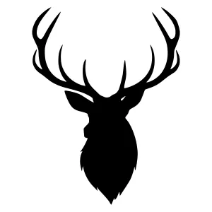 Deer Head Silhouette - Black & White Vector