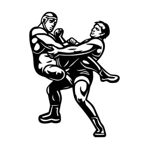 Black & White Martial Arts Illustration - Combat