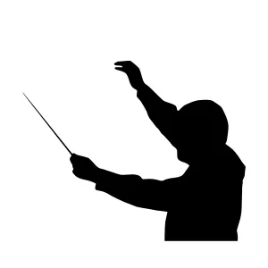 Silhouette Conductor Leading Orchestra