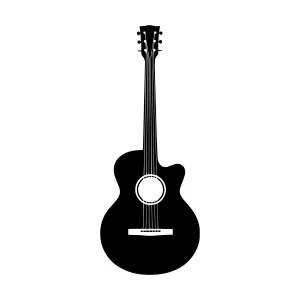 Black Silhouette Acoustic Guitar Icon