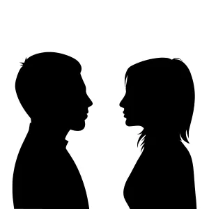 Silhouettes Facing Each Other - Connection Concept