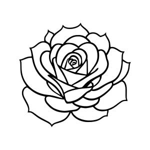 Black Rose Outline Vector Illustration