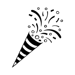 Black & White Party Cone with Confetti