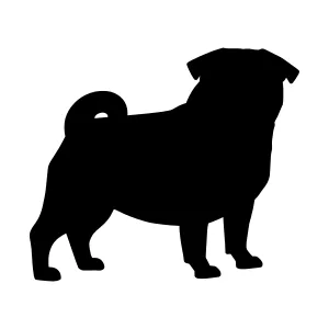 Silhouette Pug Dog - Black Outline Vector