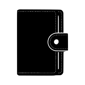 Black Leather Portfolio Icon - Vector Illustration