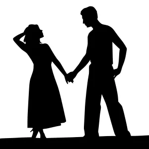 Silhouette Couple Holding Hands - Minimalist Design