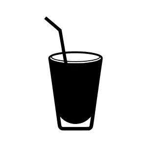 Black Glass Drink with Straw - Icon
