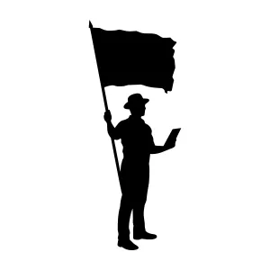 Silhouette Flag Holder - Vector Illustration