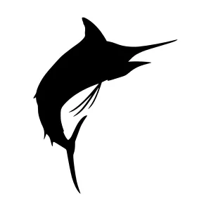 Silhouette Marlin Flying - Black on White