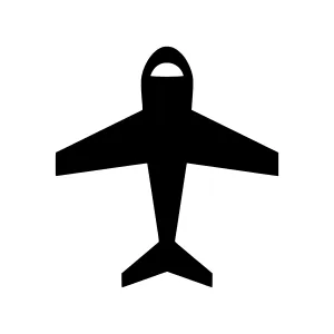 Simple Airplane Icon - Black Silhouette