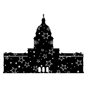 Black & White Capitol Building with Stars