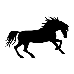Black Silhouette Horse Running - Vector Graphic