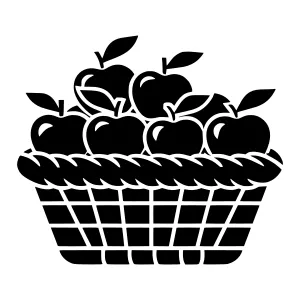Black Apple Basket Silhouette Vector