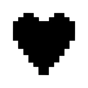 Pixel Heart Icon - Black on White