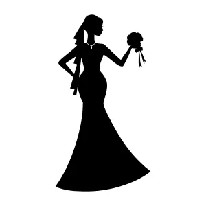 Elegant Silhouette Bride with Bouquet