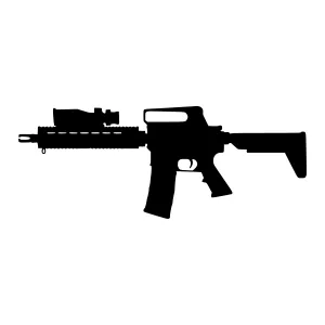 Black Silhouette AR-15 Rifle Vector Illustration