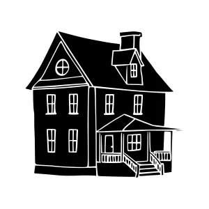 Black & White House Illustration - Minimalist Vector