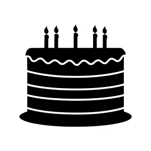 Black Birthday Cake Icon - Celebration Vector