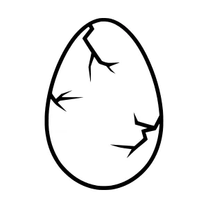 Cracked Egg Outline - Minimalist Graphic