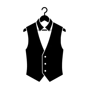Black Vest & Shirt on Hanger - Vector Icon