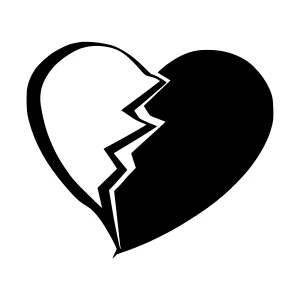 Broken Heart Icon - Black Silhouette