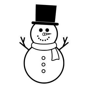 Simple Black & White Snowman Illustration