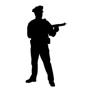 Silhouette Police Officer - Vector Illustration