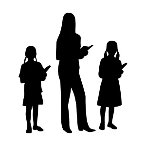 Silhouette Family Reading - Mother & Children